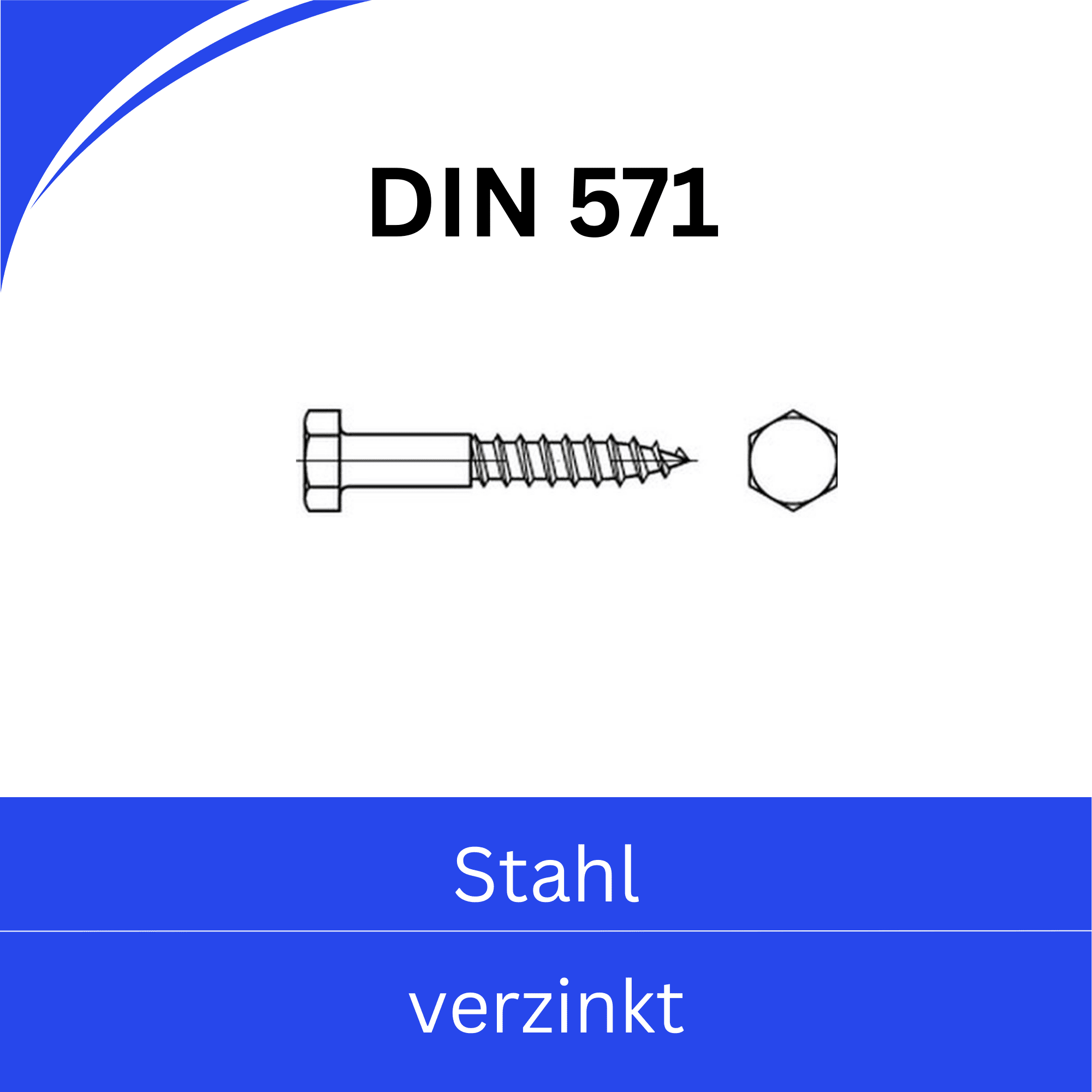 Bild von DIN 571 - Holzschrauben - Sechskantkopf (Stahl verzinkt)